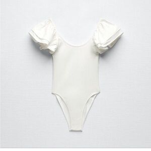 ZARA | White Ruffle Sleeve Bodysuit
